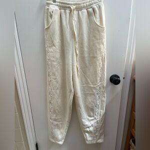 Urban Outfitters Cream Lace Trim Jogger Pants XS S M